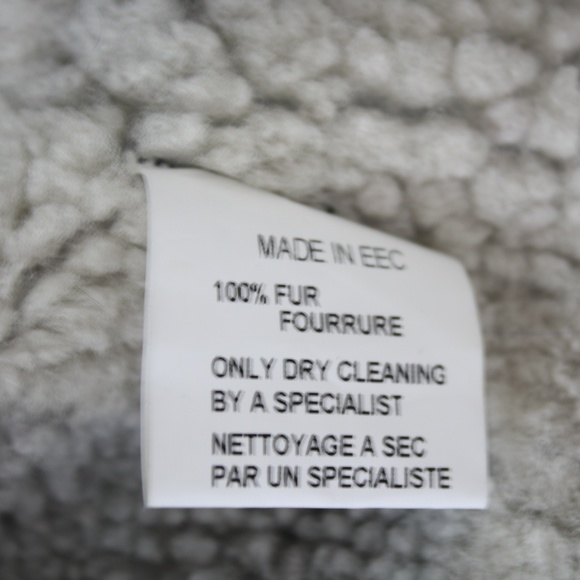 Vtg blue leather shearling patchwork fur vest - Picture 8 of 8